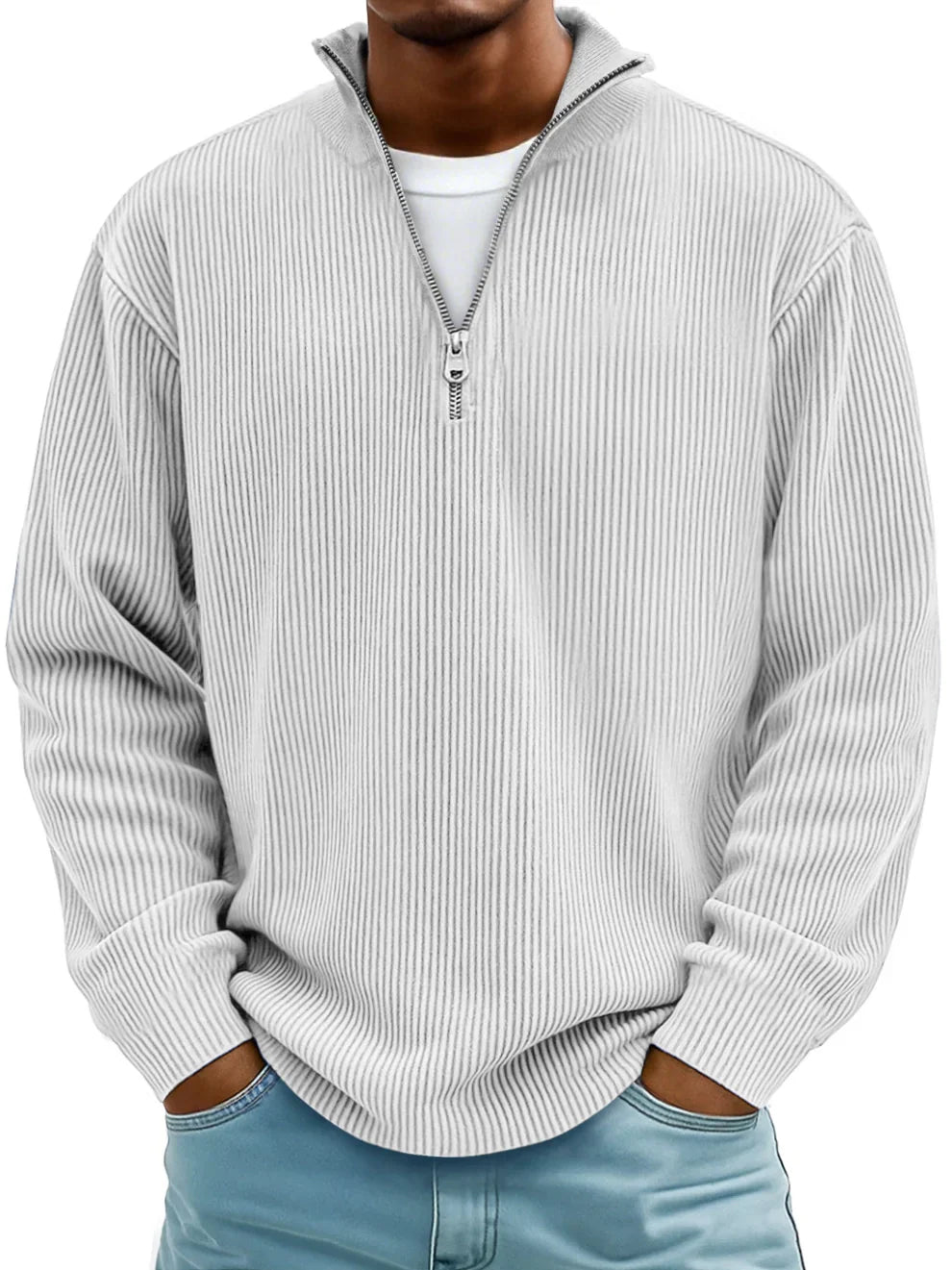 Vanmeeren™ | Geribbelde Half-Zip Trui
