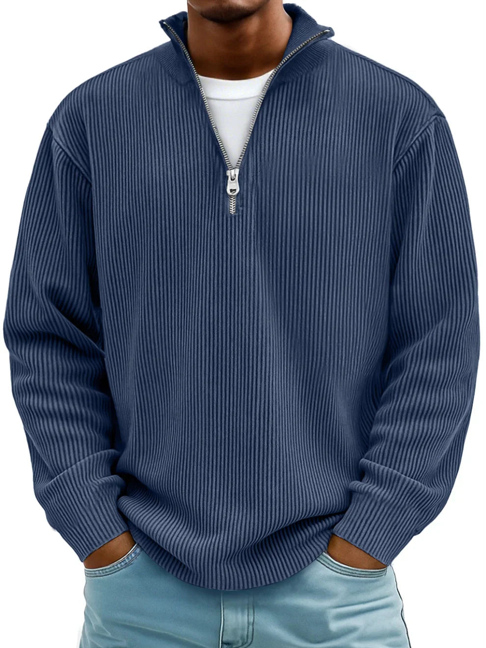 Vanmeeren™ | Geribbelde Half-Zip Trui