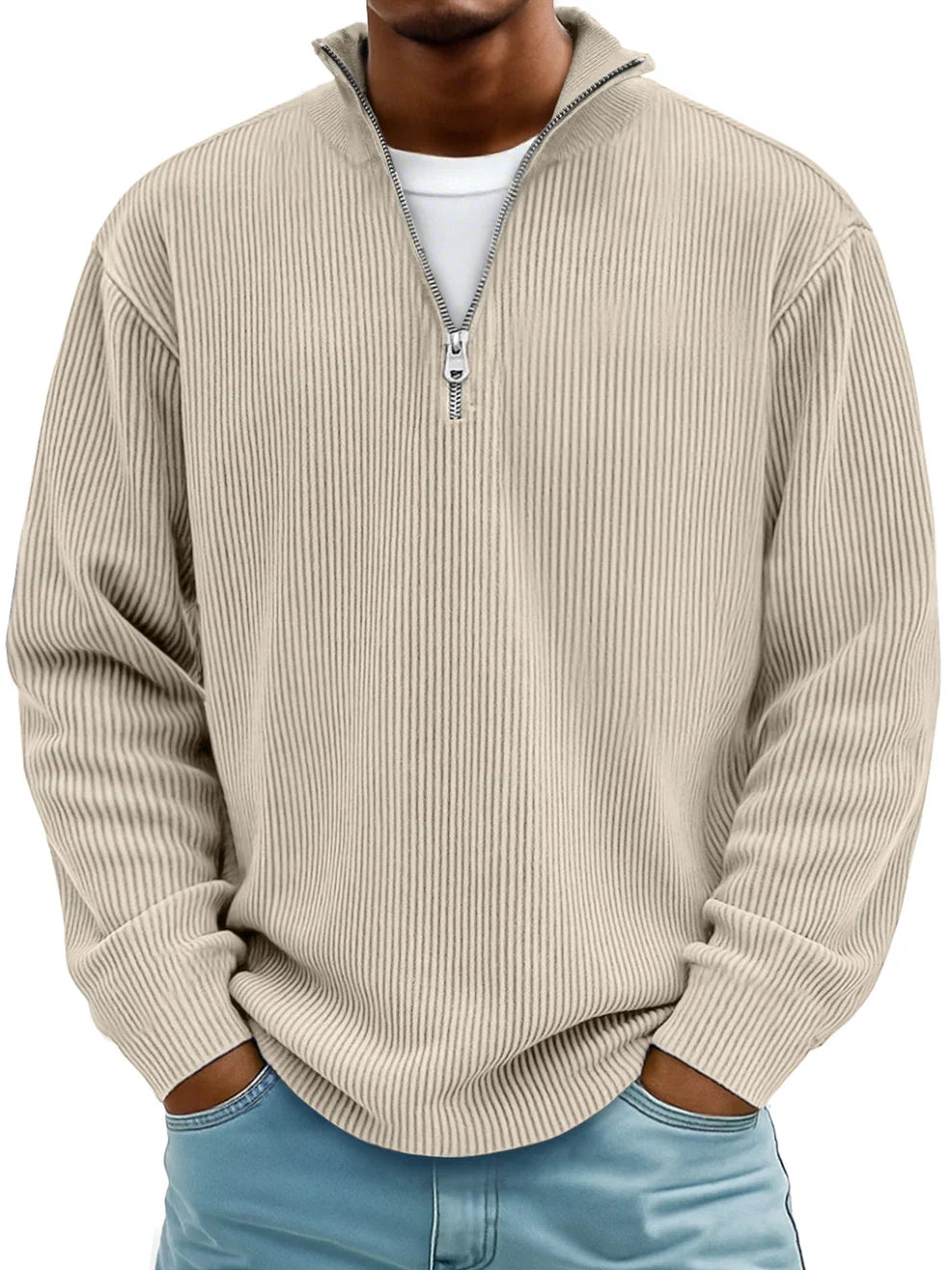 Vanmeeren™ | Geribbelde Half-Zip Trui
