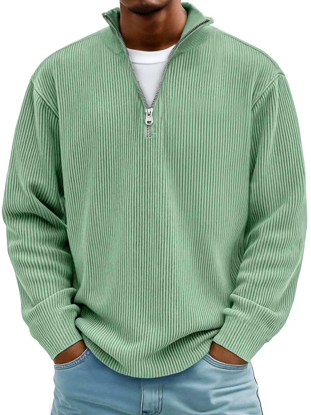 Vanmeeren™ | Geribbelde Half-Zip Trui