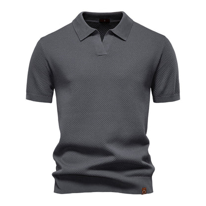 Vanmeeren™ | Poloshirt met open kraag en lichte structuur