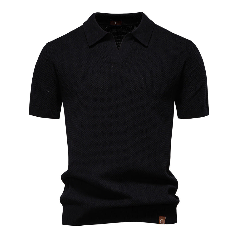 Vanmeeren™ | Poloshirt met open kraag en lichte structuur