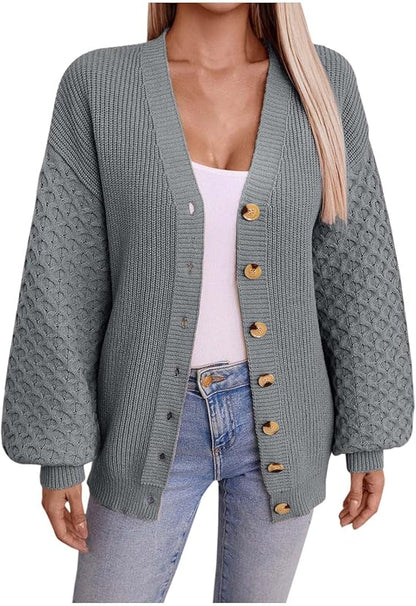 Eva™ | Oversized Gebreid Vest met V-hals en Knopen