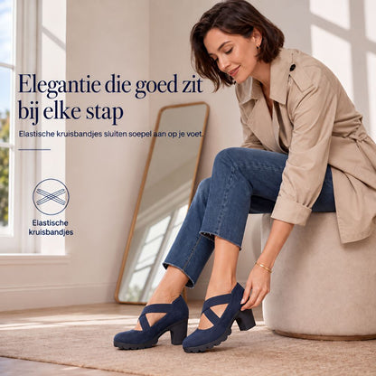 Mary Jane stijl schoenen met gekruiste bandjes, blokhak & profielzool