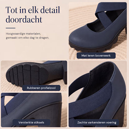 Mary Jane stijl schoenen met gekruiste bandjes, blokhak & profielzool