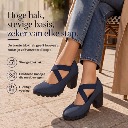 Mary Jane stijl schoenen met gekruiste bandjes, blokhak & profielzool