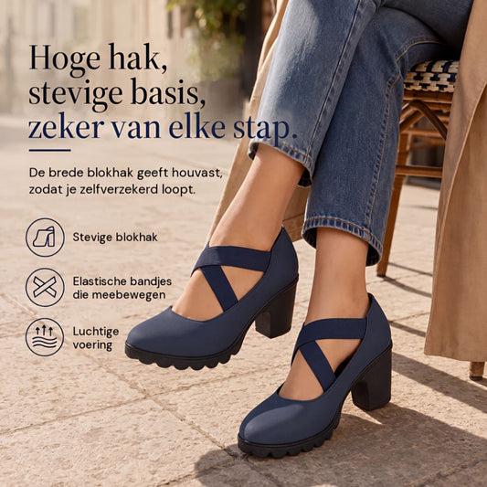 Mary Jane stijl schoenen met gekruiste bandjes, blokhak & profielzool