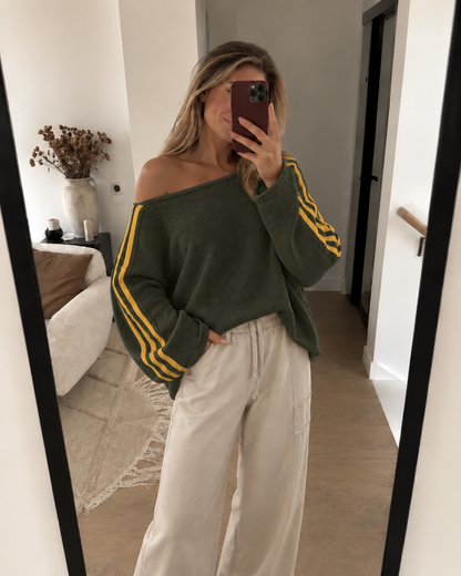 Vanmeeren™ | Off Shoulder Stripe Sweater