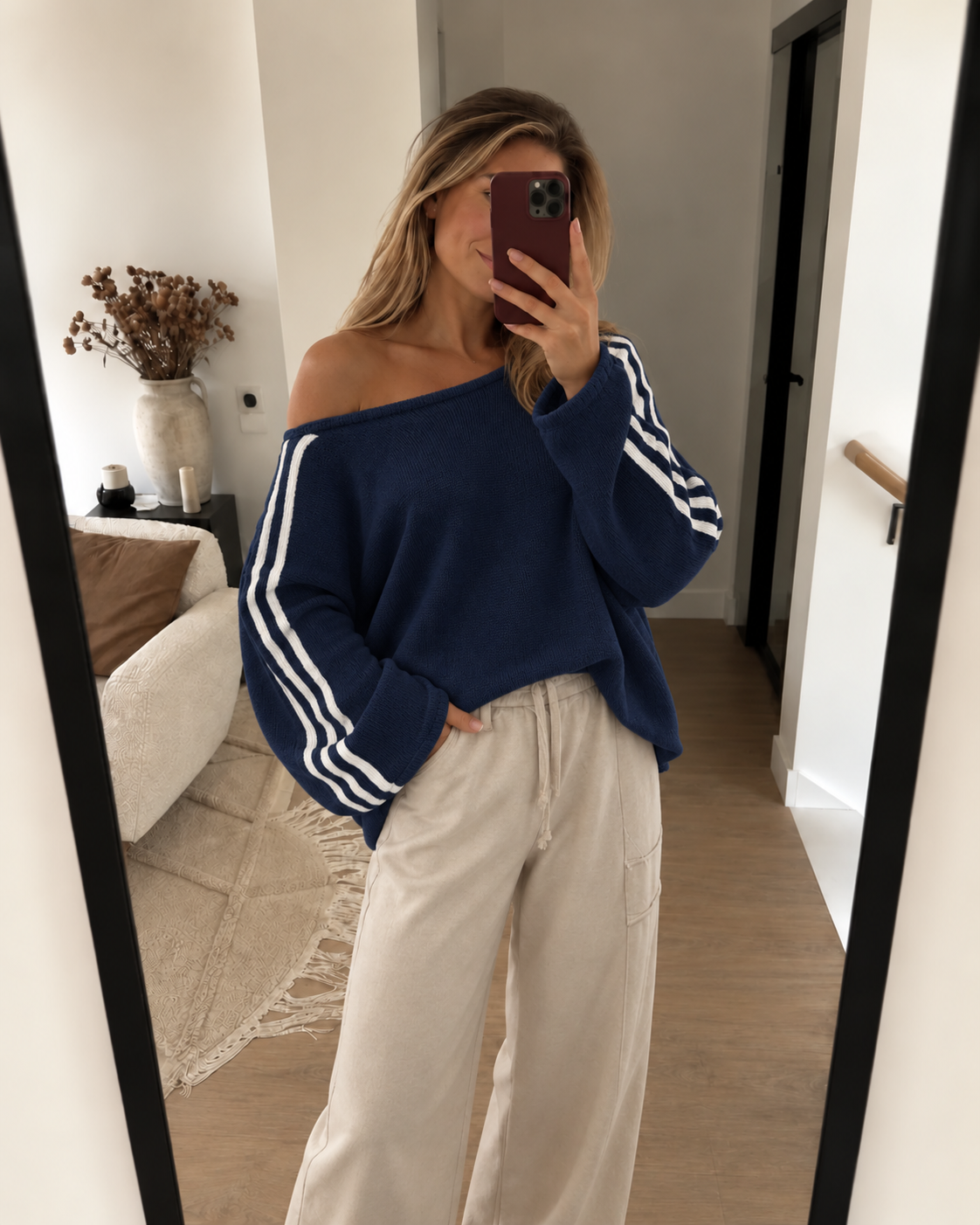 Vanmeeren™ | Off Shoulder Stripe Sweater