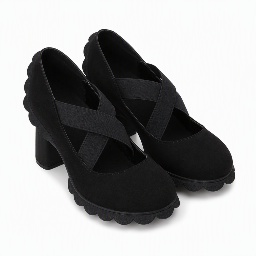Mary Jane stijl schoenen met gekruiste bandjes, blokhak & profielzool