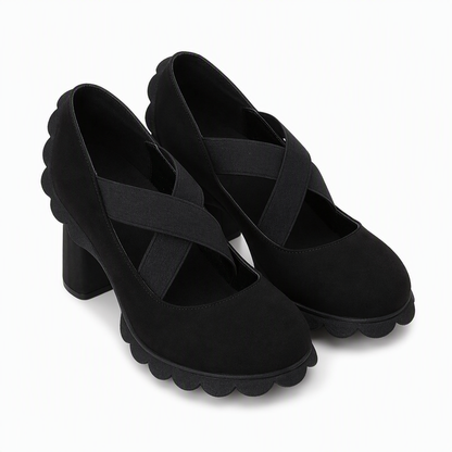 Mary Jane stijl schoenen met gekruiste bandjes, blokhak & profielzool