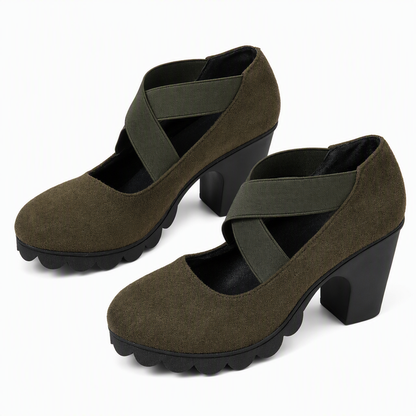 Mary Jane stijl schoenen met gekruiste bandjes, blokhak & profielzool