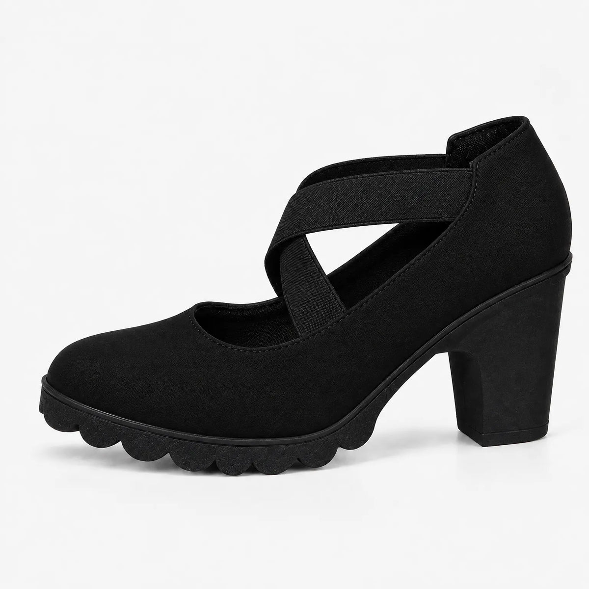 Mary Jane stijl schoenen met gekruiste bandjes, blokhak & profielzool