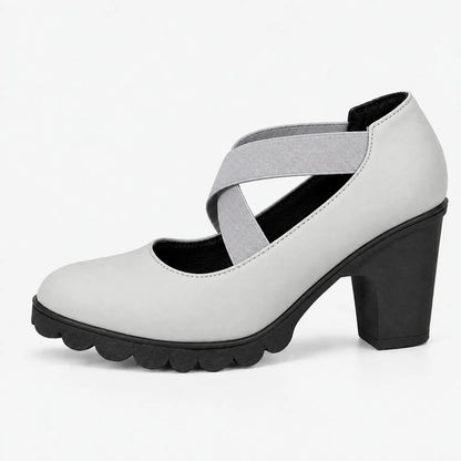 Mary Jane stijl schoenen met gekruiste bandjes, blokhak & profielzool