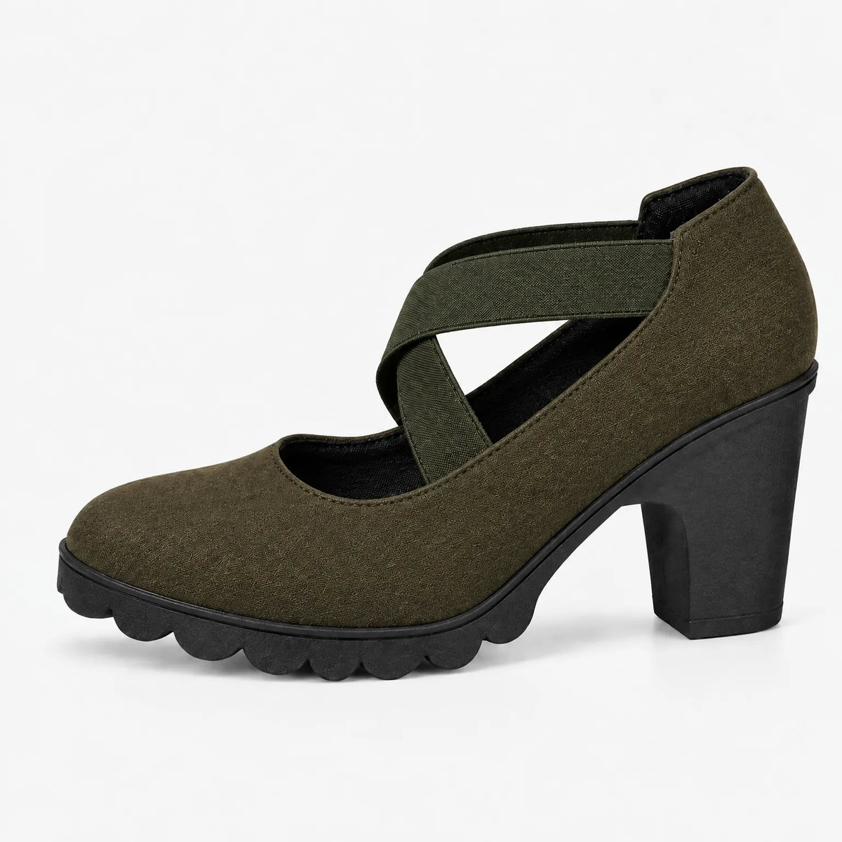 Mary Jane stijl schoenen met gekruiste bandjes, blokhak & profielzool