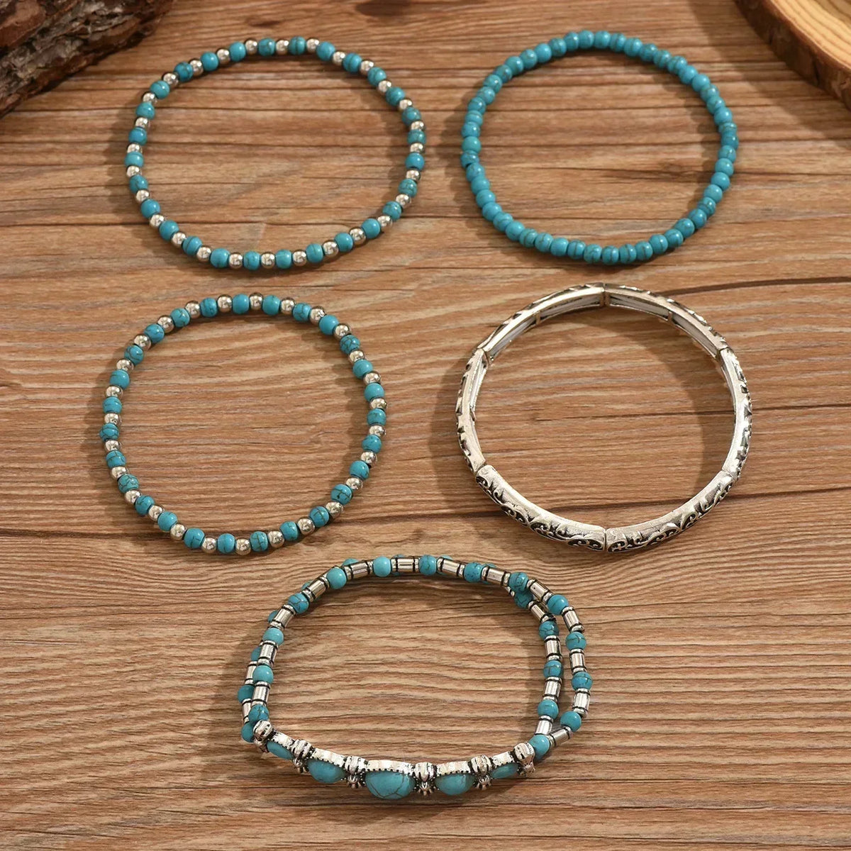 Vanmeeren™ | Armbandenset met turquoise kralen