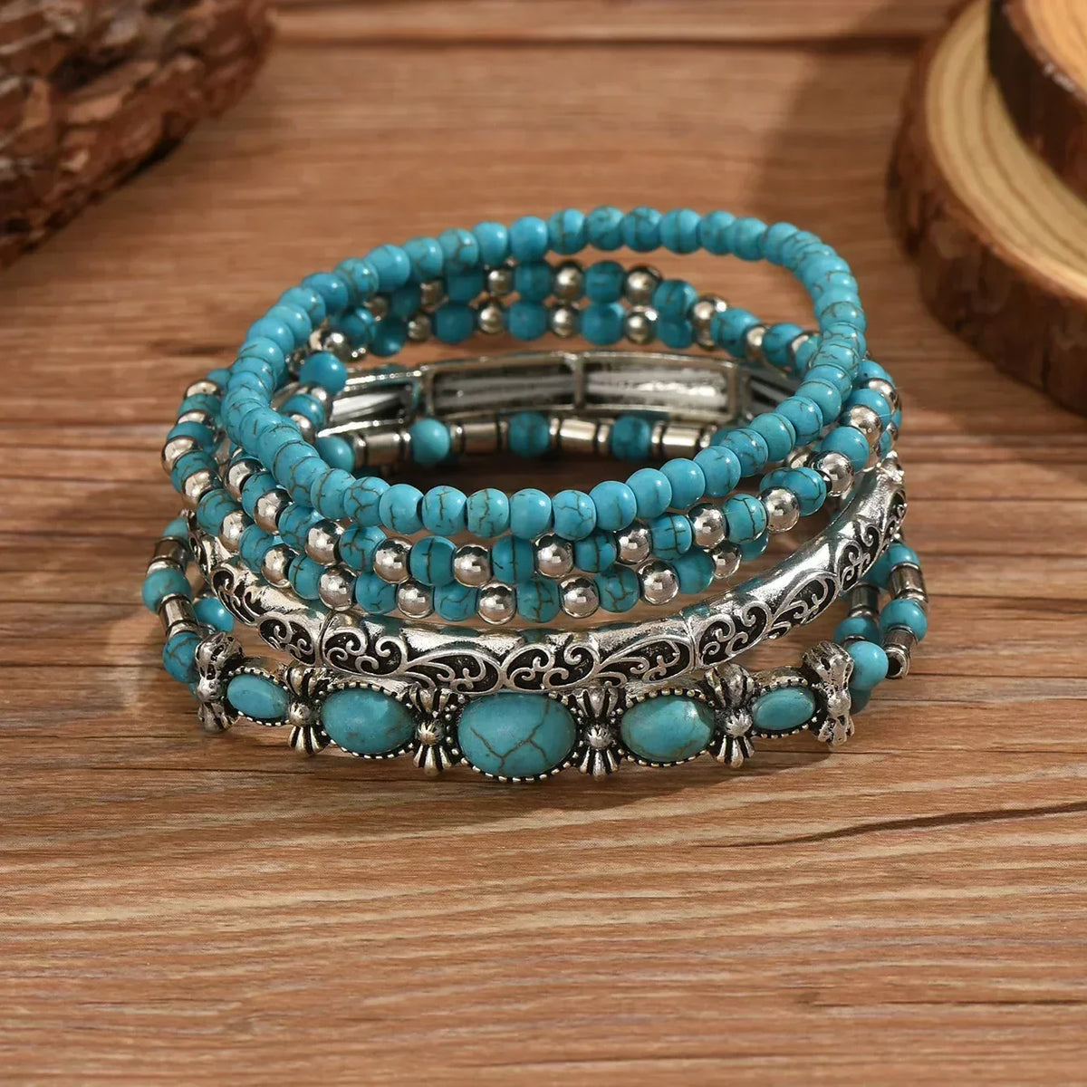 Vanmeeren™ | Armbandenset met turquoise kralen