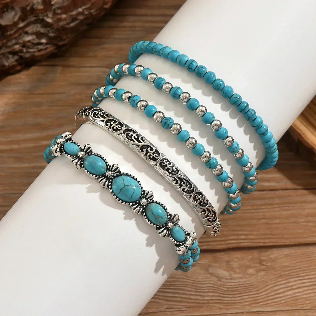 Vanmeeren™ | Armbandenset met turquoise kralen