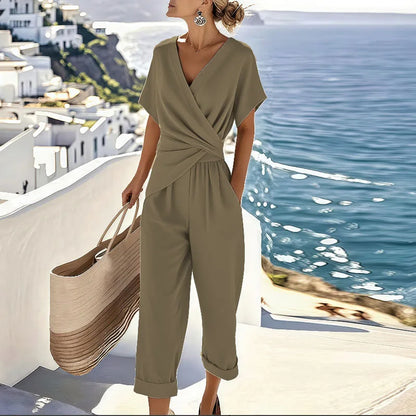 Lucia | Zomer Jumpsuit V-hals Wikkeloptiek