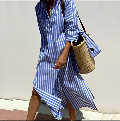 Floor™ | Elegant Striped Shirt Dress