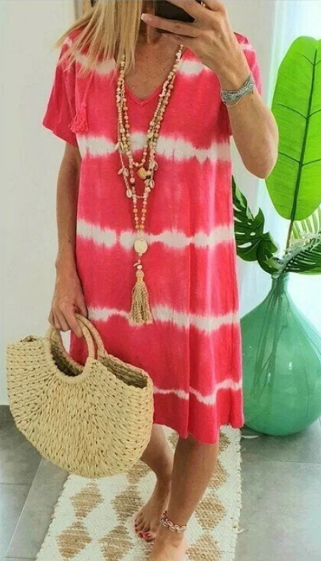 Nova™ | V-Neck Tie-Dye Dress
