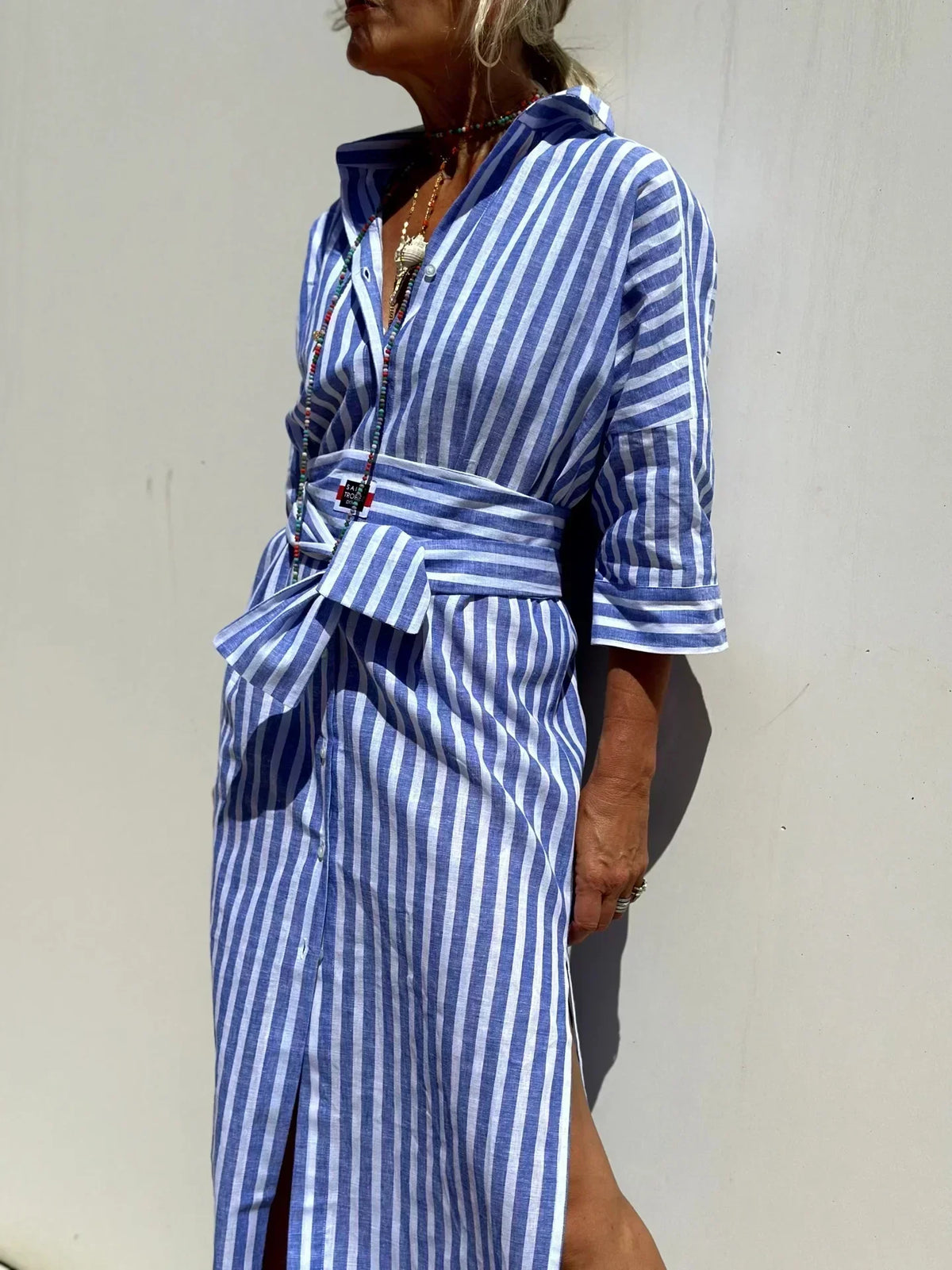 Floor™ | Elegant Striped Shirt Dress