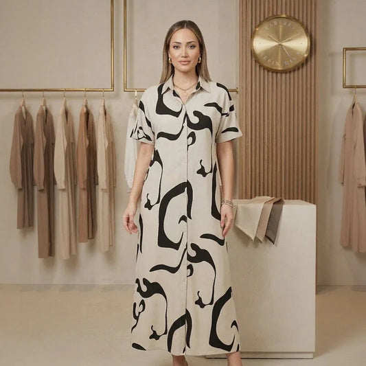 Aria™ | Jurk met Print en Verstelbare Tailleband