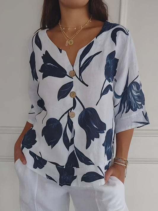 NOËLLE™ | Spring V-neck blouse