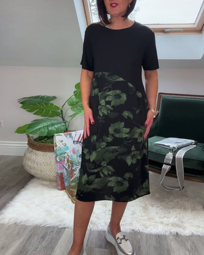 Patchworkjurk met Ronde Halslijn en Bloemenprint
