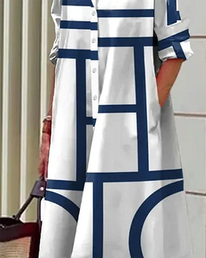 Vanmeeren™ | Jurk Met Zakken En Geometrische Print
