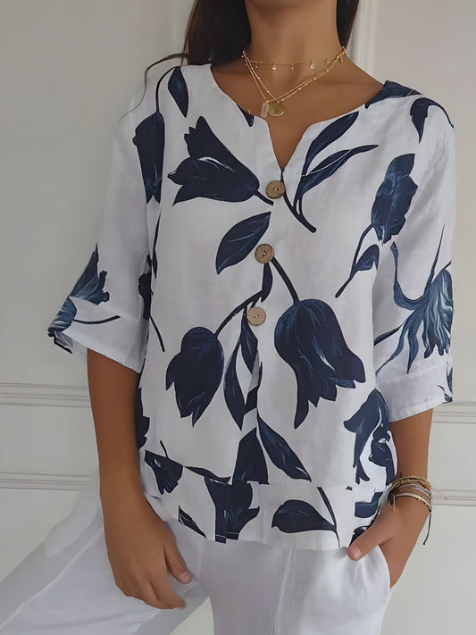 NOËLLE™ | Spring V-neck blouse