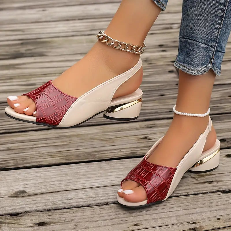 Liora | Croc-Effect Open-Toe Heeled Sandals