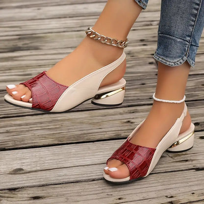 Liora | Croc-Effect Open-Toe Heeled Sandals