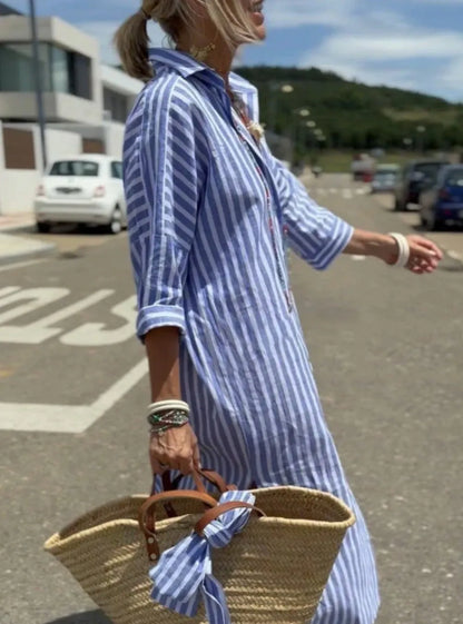 Floor™ | Elegant Striped Shirt Dress