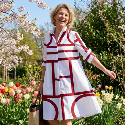 Vanmeeren™ | Jurk Met Zakken En Geometrische Print