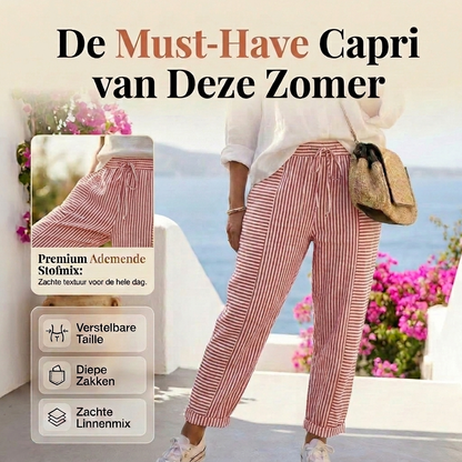 Laluna® | Gestreepte Katoenen Broek