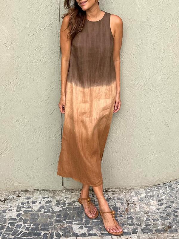 Éloane™ | Cotton-Linen Dress with Natural Print