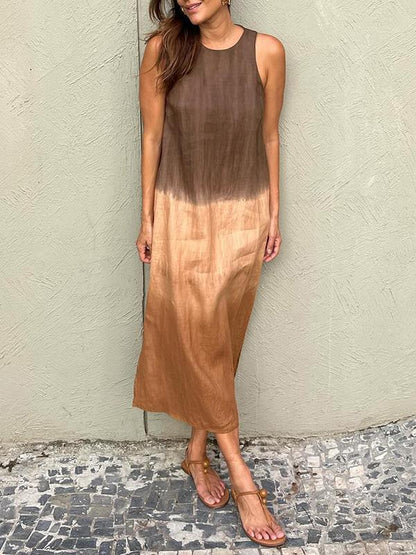 Éloane™ | Cotton-Linen Dress with Natural Print