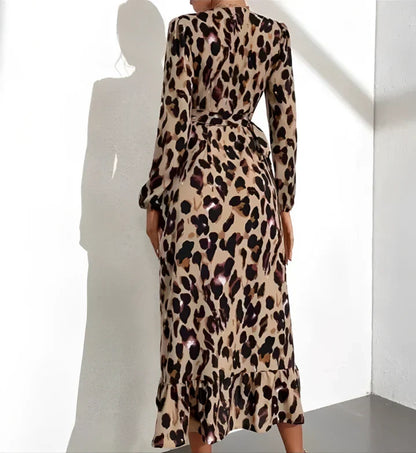Nina™ | V-Neck Leopard Print Dress