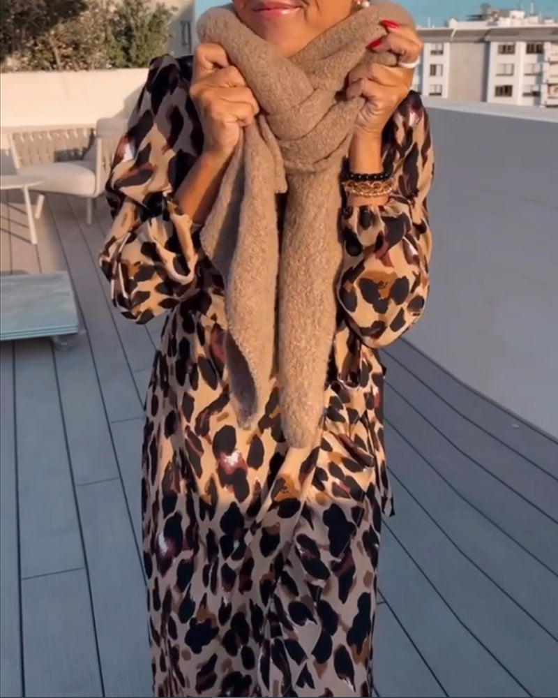 Nina™ | V-Neck Leopard Print Dress