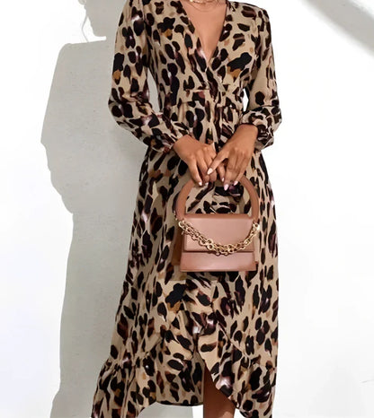 Nina™ | V-Neck Leopard Print Dress