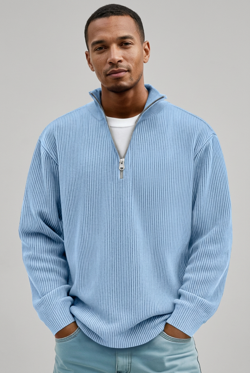 Vanmeeren™ | Geribbelde Half-Zip Trui