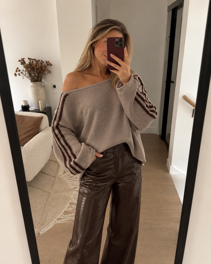 Vanmeeren™ | Off Shoulder Stripe Sweater