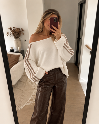 Vanmeeren™ | Off Shoulder Stripe Sweater