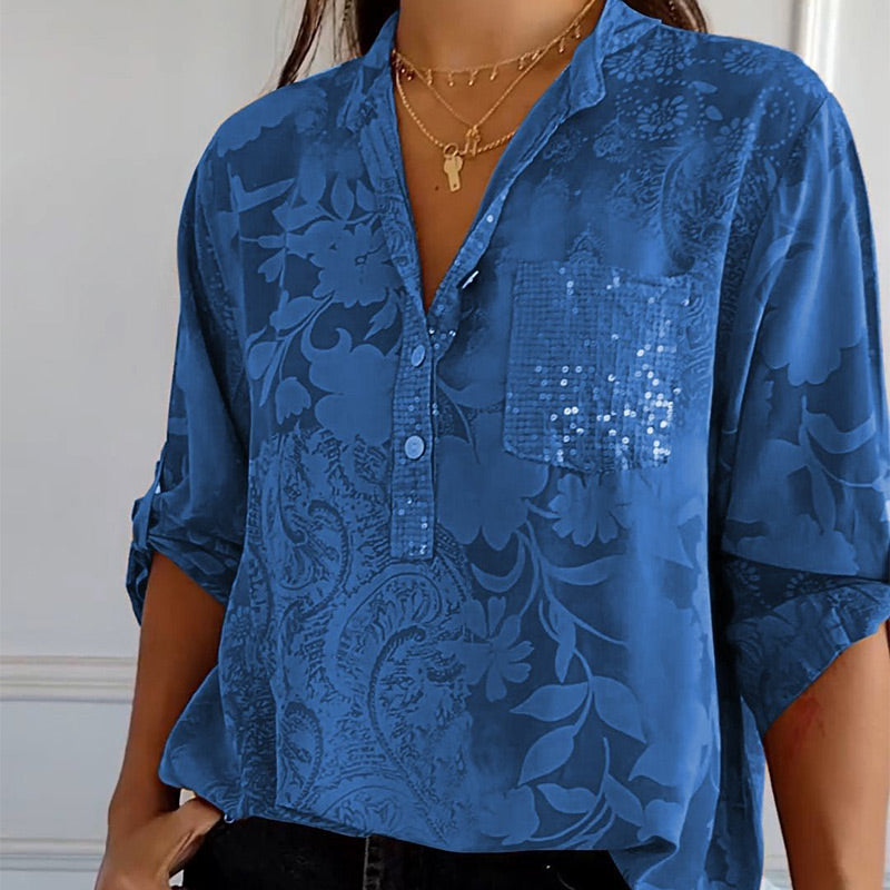 Carla™  | Gedrukte Blouse met Oprolbare Mouwen