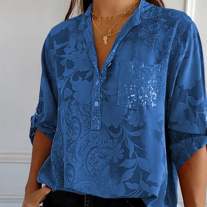 Carla™  | Gedrukte Blouse met Oprolbare Mouwen
