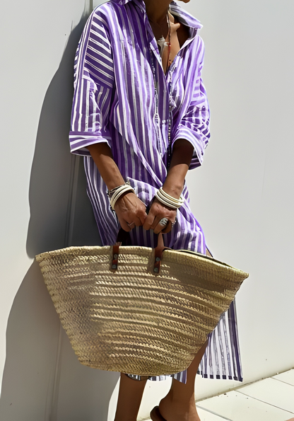 Floor™ | Elegant Striped Shirt Dress