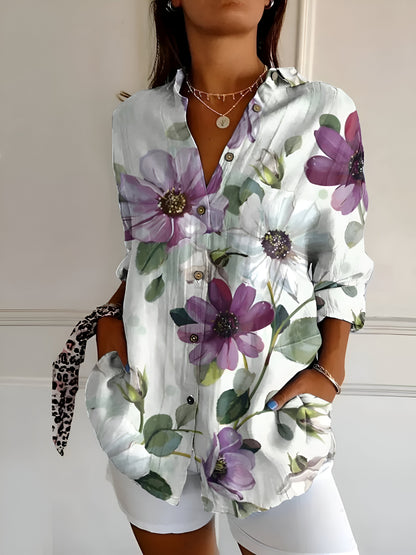 Malou™ | Bloemenblouse met Knopen